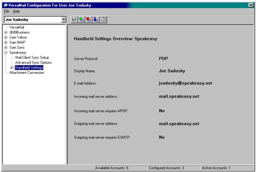 PALM TUNGSTEN 2 VERSAMAIL 2.5 - Account information screens - 2