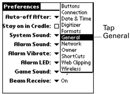 PALM TUNGSTEN 2 VERSAMAIL 2.5 - To make your handheld buzz or blink when you get new e-mail: - 1