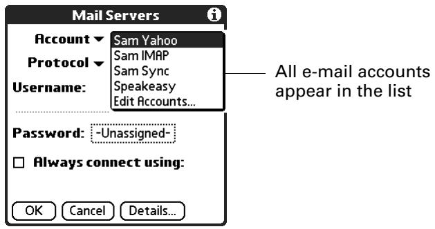 PALM TUNGSTEN 2 VERSAMAIL 2.5 - Adding ESMTP to an account - 2