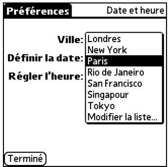 PALM TUNGSTEN C - Pour paramétrer le fuseau horaire : - 1