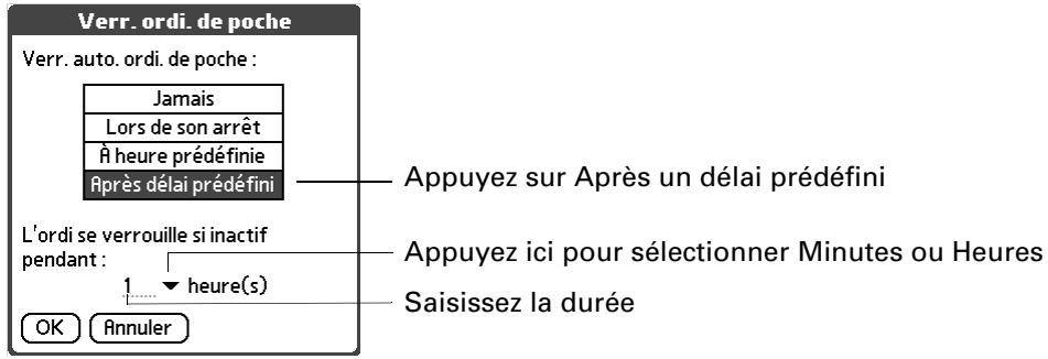 PALM TUNGSTEN C - Pour verrouiller votre ordinateur de poche après une période d'inactivité : - 2