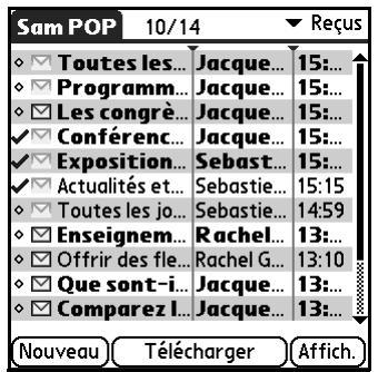 PALM TUNGSTEN C - Pour déplacer plusieurs messages : - 1