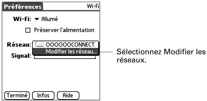 PALM TUNGSTEN C - Pour ajouter ou modifier un réseau wi-fi de point d'accès d'infrastructure : - 1