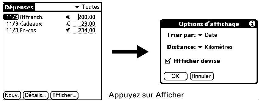 PALM TUNGSTEN C - Définition des options d'affichage - 1