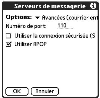 PALM TUNGSTEN C - Pour modifier un compte et ajouter APOP : - 4