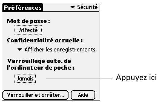 PALM TUNGSTEN C - Verrouillage auto. de l'ordinateur de poche - 1