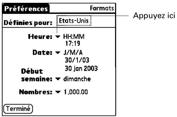 PALM TUNGSTEN C - Pour définir le pays par défaut: - 1