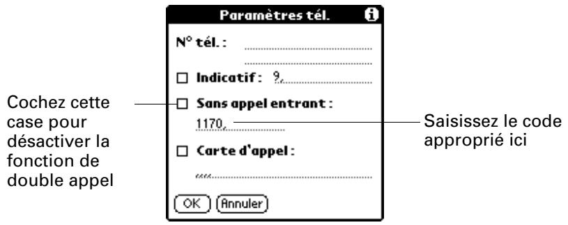 PALM TUNGSTEN C - Pour désactiver le service double appel : - 1