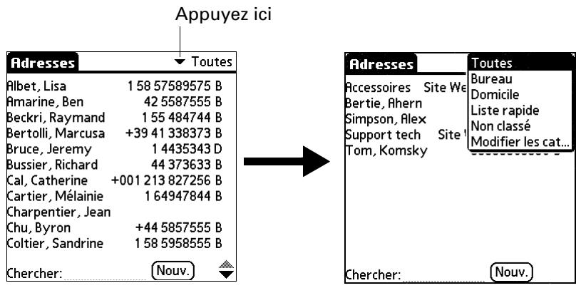 PALM TUNGSTEN C - Pour afficher une catégorie d'enregistrements : - 1