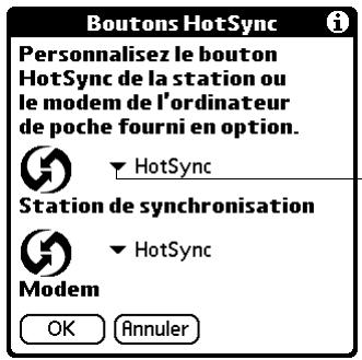 PALM TUNGSTEN C - Pour modifier les préférences des boutons hotSync : - 1