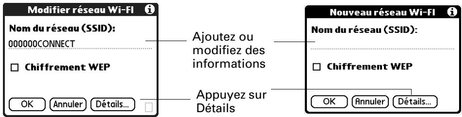 PALM TUNGSTEN C - Pour ajouter ou modifier un réseau wi-fi de point d'accès d'infrastructure : - 3
