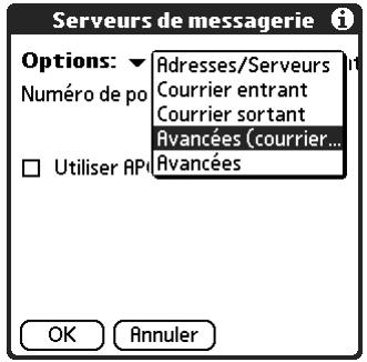 PALM TUNGSTEN C - Pour configurer des options de réception supplémentaires : - 1
