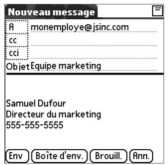 PALM TUNGSTEN C - Pour rédiger le reste du message et l'envoyer : - 1