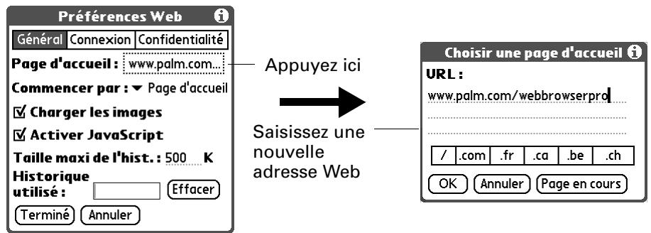 PALM TUNGSTEN C - Pour modifier votre page d'accueil : - 1