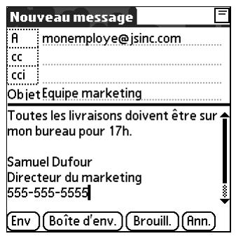 PALM TUNGSTEN C - Pour rédiger le reste du message et l'envoyer : - 2