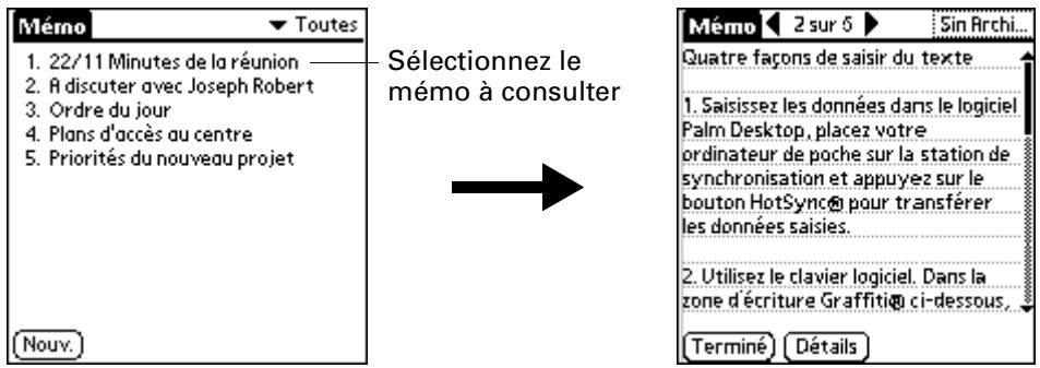 PALM TUNGSTEN C - Pour consulter un mémo : - 1