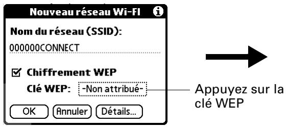 PALM TUNGSTEN C - Pour ajouter ou modifier un chiffrement WEP : - 2