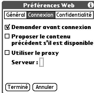 PALM TUNGSTEN C - Pour modifier vos préférences connexion : - 1