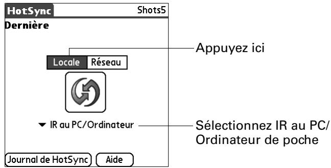PALM TUNGSTEN C - Pour effectuer une opération hotsync par liaison infrarouge : - 1