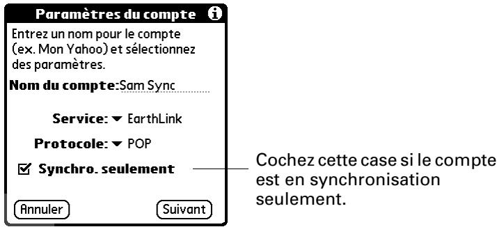 PALM TUNGSTEN C - Pour créer un compte de messagerie en synchronisation seulement : - 4