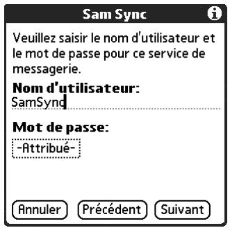 PALM TUNGSTEN C - Pour saisir le nom d'utilisateur et le mot de passe du compte : - 1