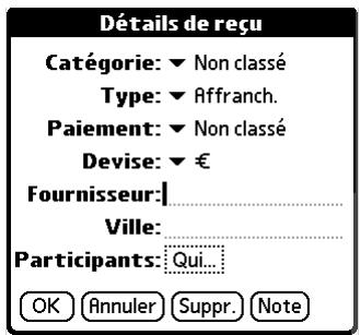 PALM TUNGSTEN C - Pour ouvrir la boîte de dialogue détails de reçu : - 1