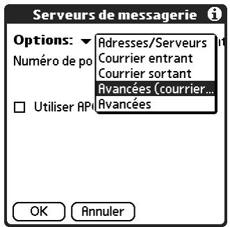 PALM TUNGSTEN C - Pour modifier un compte et ajouter APOP : - 3