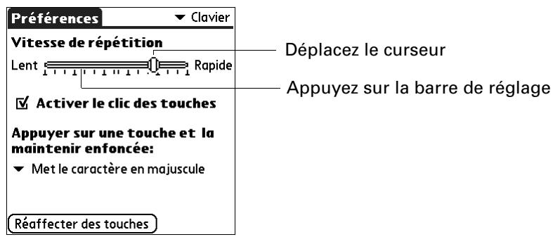 PALM TUNGSTEN C - Pour définir le rythme de répétition des touches : - 1