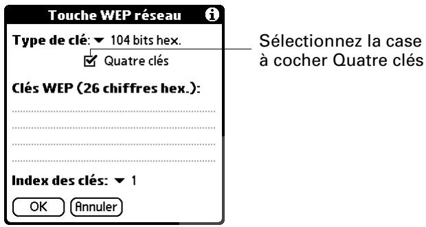 PALM TUNGSTEN C - Pour ajouter ou modifier un chiffrement WEP : - 5