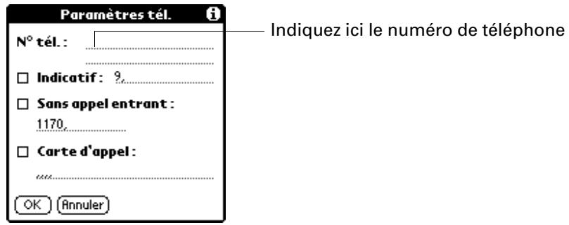 PALM TUNGSTEN C - Pour saisir le numéro de téléphone d'un serveur : - 1