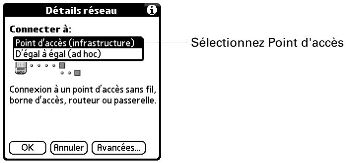 PALM TUNGSTEN C - Pour ajouter ou modifier un réseau wi-fi de point d'accès d'infrastructure : - 4