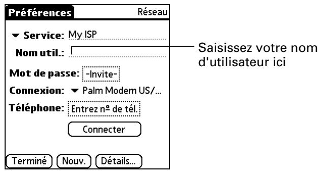 PALM TUNGSTEN C - Pour saisir un nom d'utilisateur : - 1