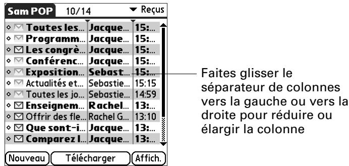 PALM TUNGSTEN C - Pour afficher ou masquer une colonne dans la liste du dossier : - 7