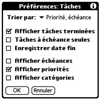 PALM TUNGSTEN C - Pour modifier les paramètres des préférences : - 1