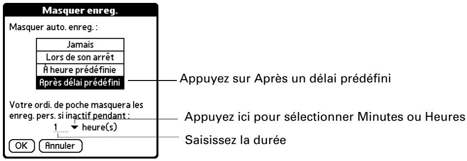 PALM TUNGSTEN C - Masquage partiel ou total automatique des enregistrements personnels - 9
