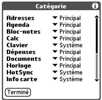 PALM TUNGSTEN C - Pour classer une application : - 1