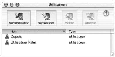 PALM TUNGSTEN C - Pour créer un profil utilisateur sur macintosh : - 1