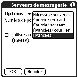 PALM TUNGSTEN C - Pour modifier un compte et ajouter ESMTP : - 3