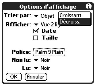 PALM TUNGSTEN C - Pour changer l'ordre de tri : - 2