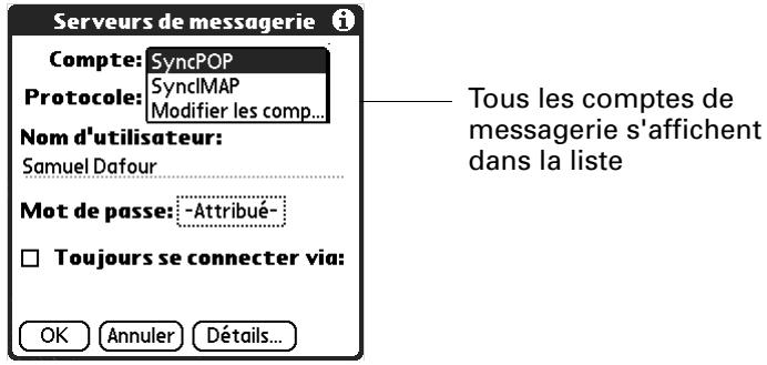 PALM TUNGSTEN C - Pour modifier un compte et ajouter APOP : - 2