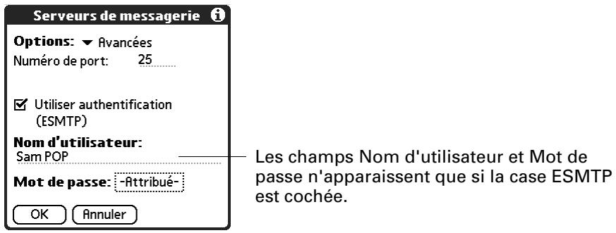 PALM TUNGSTEN C - Pour modifier un compte et ajouter ESMTP : - 4