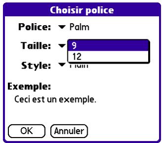 PALM TUNGSTEN E - Pour changer la police d'un message composé : - 2