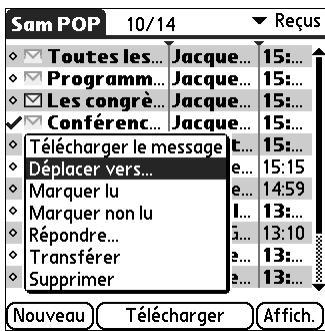 PALM TUNGSTEN E - Pour déplacer plusieurs messages : - 2