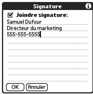 PALM TUNGSTEN E - Pour créer une signature personnelle : - 2