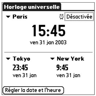 PALM TUNGSTEN E - Utilisation de l'horloge universelle - 3