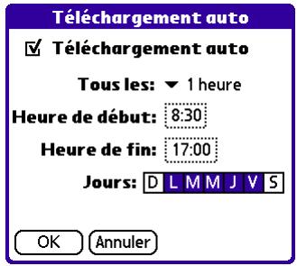 PALM TUNGSTEN E - Pour programmer une opération de téléchargement automatique des messages : - 1