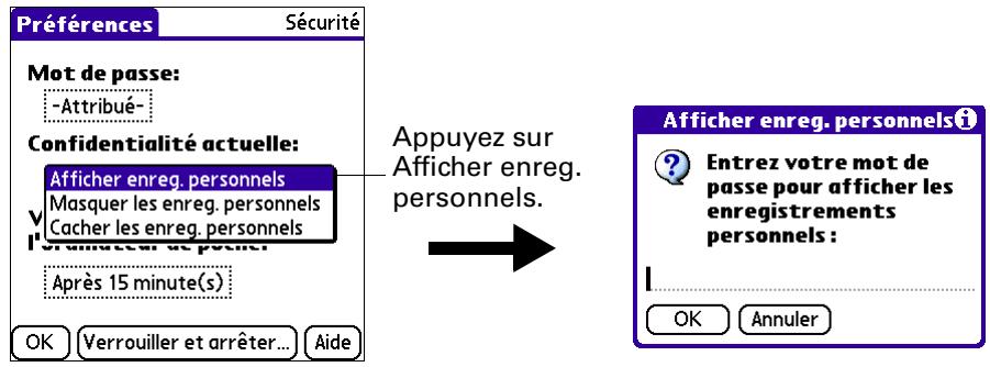 PALM TUNGSTEN E - Pour afficher tous les enregistrements personnels : - 1