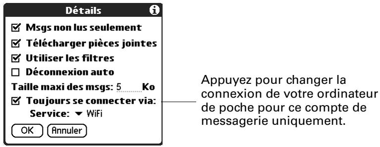 PALM TUNGSTEN E - Sélection d'un autre service pour un compte de messagerie donné - 3