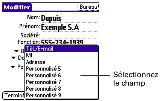 PALM TUNGSTEN E - Pour afficher des champs de contact supplémentaires : - 2
