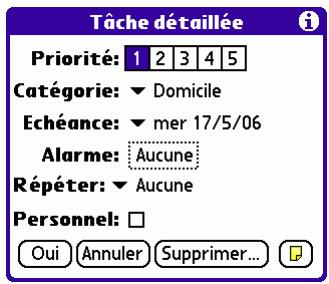 PALM TUNGSTEN E - Pour afficher la boîte de dialogue tâche détaillée : - 2